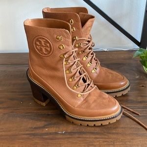 Tory Burch Miller Mixed Materials lug Soled Boots 9.5 NWOB